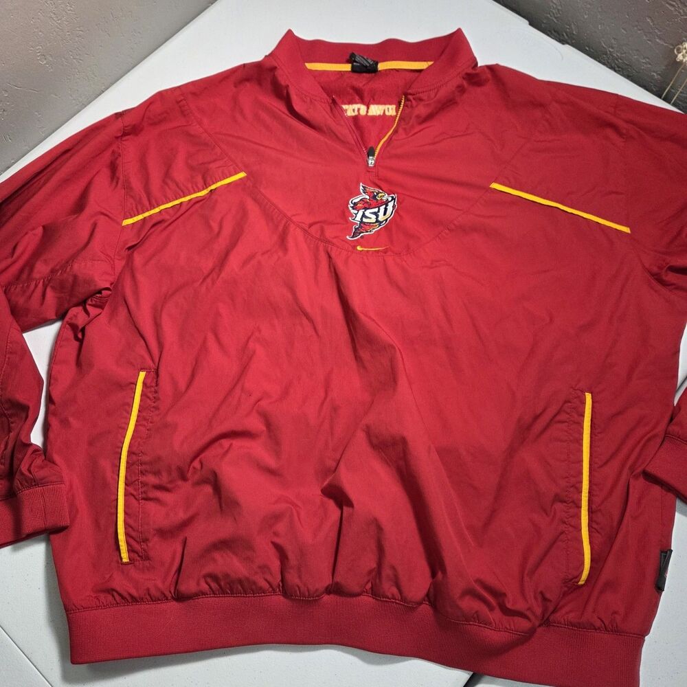 Vintage Nike Team Iowa State Cyclones 1/4 Zip Pullover Windbreaker Red Mens XL